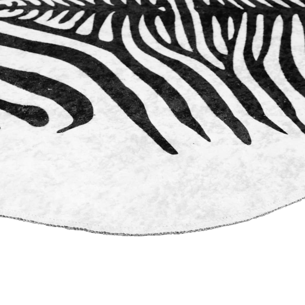 Teppich Schwarz Weiß 120x170 cm Zebramuster Waschbar Rutschfest