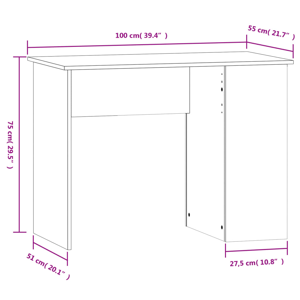 Schreibtisch Weiß 100x55x75 cm Holzwerkstoff