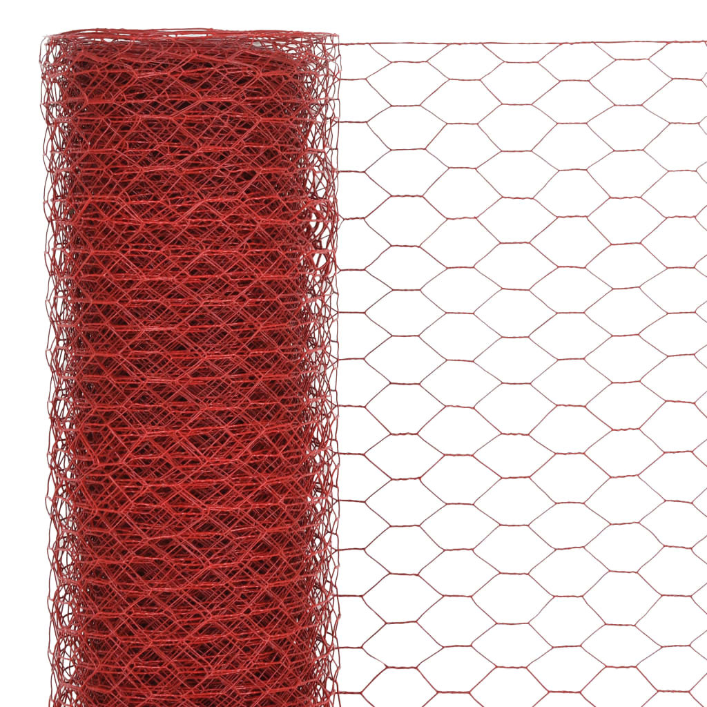 Drahtzaun Stahl mit PVC-Beschichtung 25x1,2 m Rot