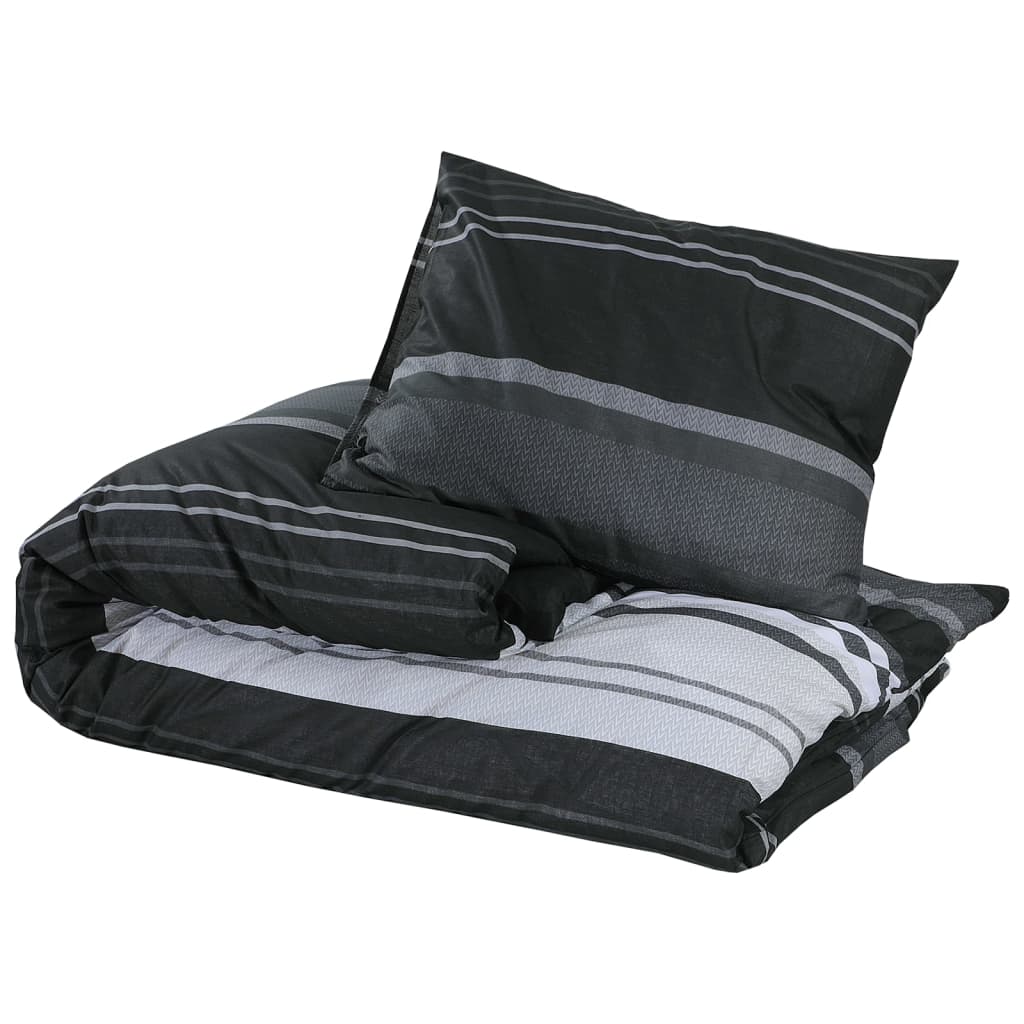 Bettwäsche-Set Schwarz und Weiß 200x220 cm Baumwolle