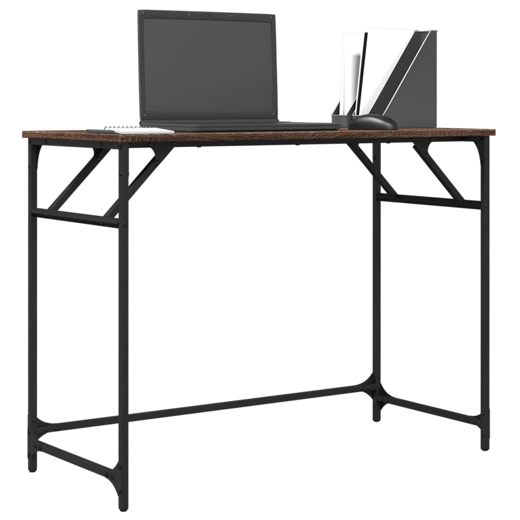 Schreibtisch Braun Eichen-Optik 100x45x76cm Holzwerkstoff Stahl