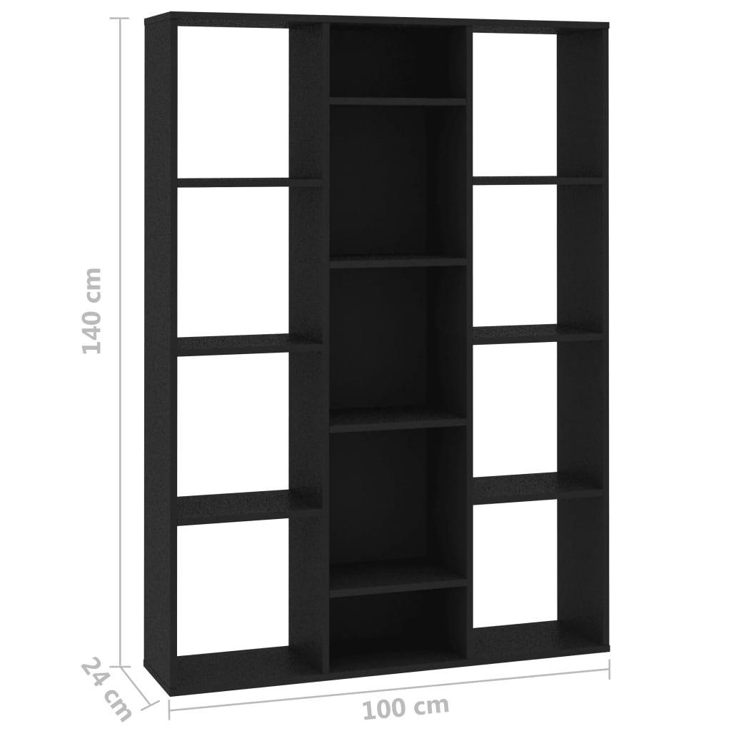 Raumteiler/Bücherregal Schwarz 100x24x140 cm Holzwerkstoff