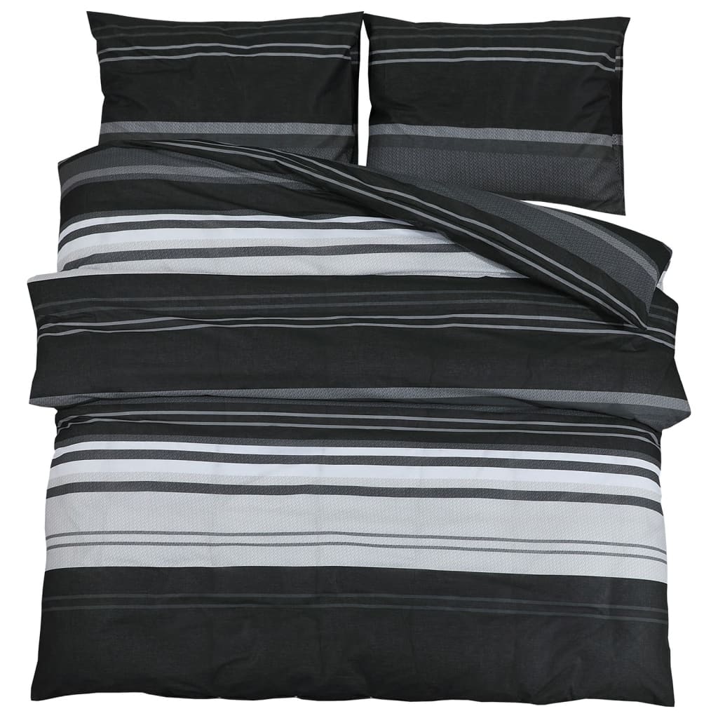 Bettwäsche-Set Schwarz und Weiß 260x220 cm Baumwolle