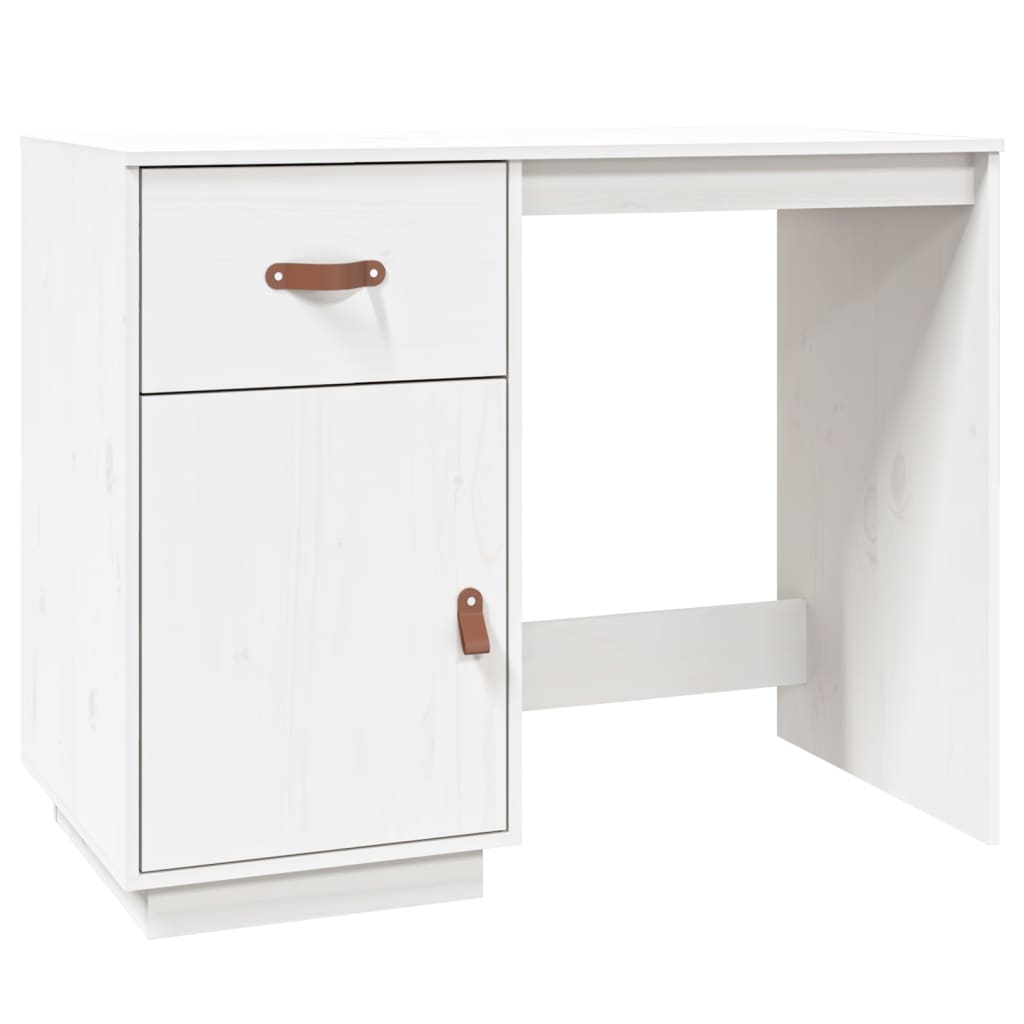 Schreibtisch mit Schränken Weiß 135x50x75 cm Massivholz Kiefer