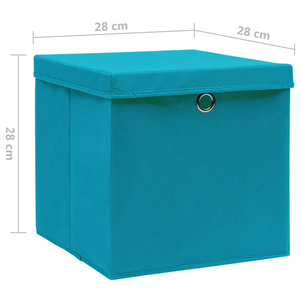 Aufbewahrungsboxen mit Deckeln 10 Stk. 28x28x28 cm Babyblau