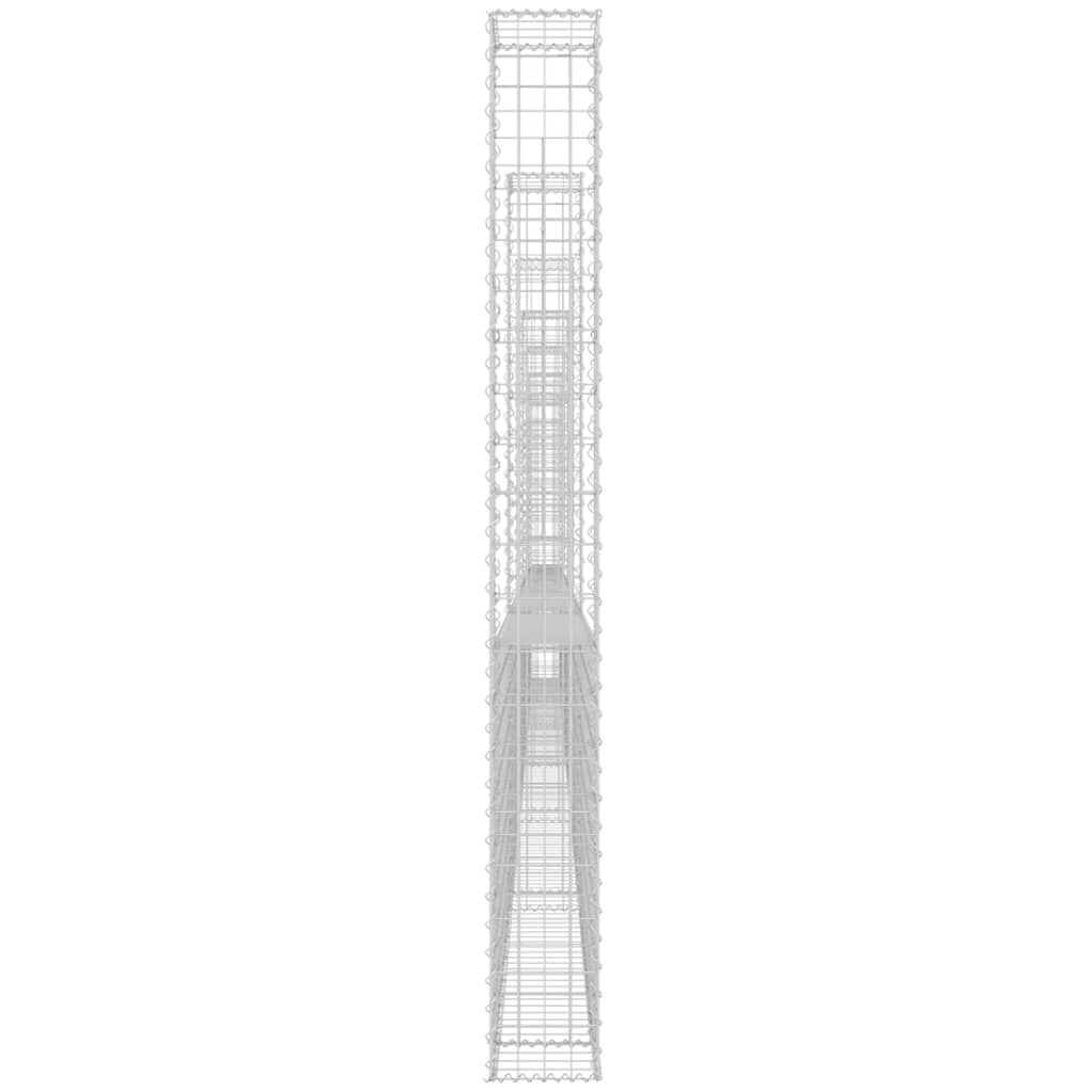 Gabionenkorb U-Form mit 7 Säulen Eisen 740x20x200 cm