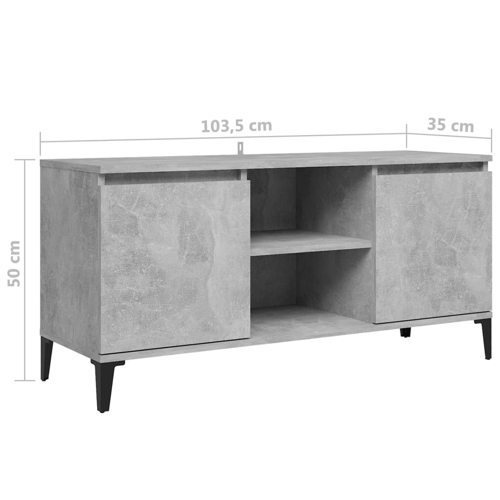 TV-Schrank mit Metallbeinen Betongrau 103,5x35x50 cm