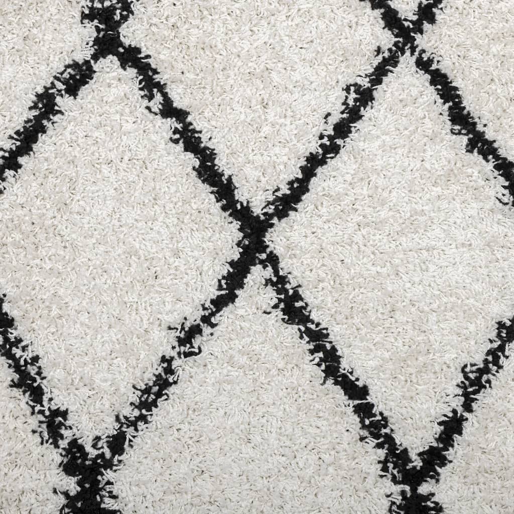 Teppich Shaggy Hochflor Modern Creme und Schwarz 160x230 cm