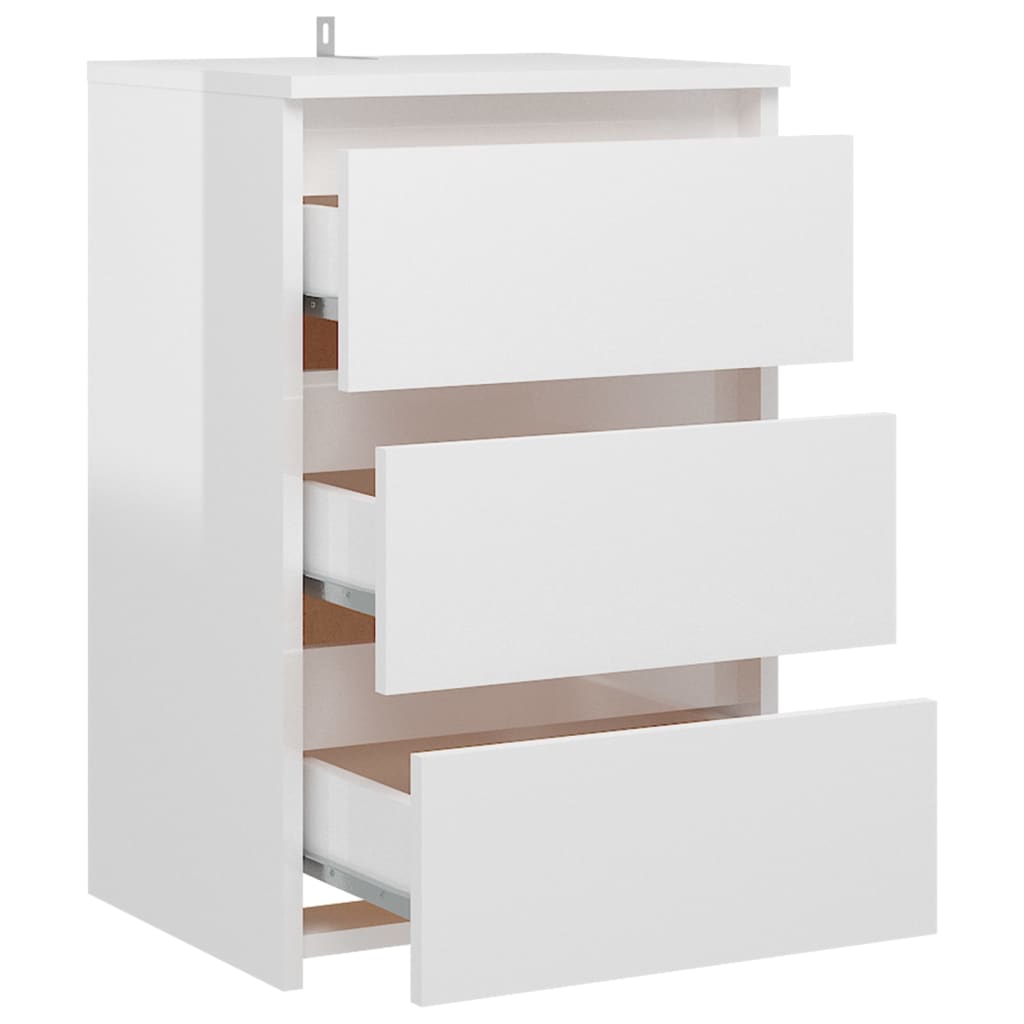 Nachttisch Hochglanz-Weiß 40x35x62,5 cm Holzwerkstoff