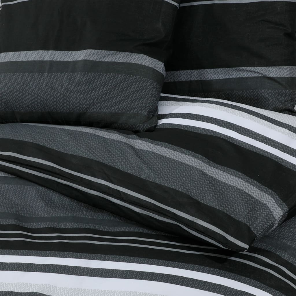 Bettwäsche-Set Schwarz und Weiß 200x220 cm Baumwolle