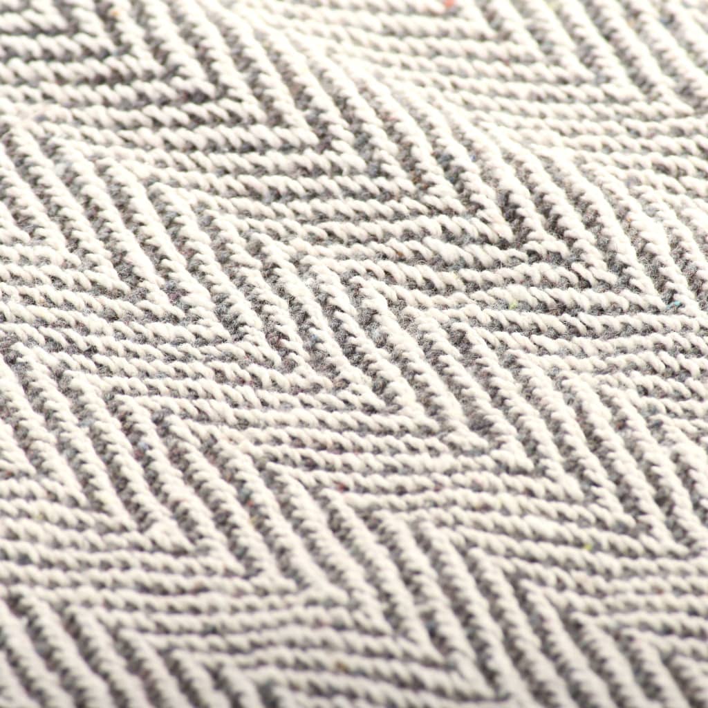 Überwurf Baumwolle Fischgrätenmuster 160x210 cm Grau