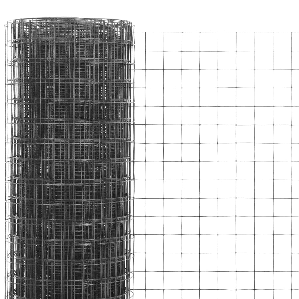 Drahtzaun Stahl mit PVC-Beschichtung 25x1,5 m Grau
