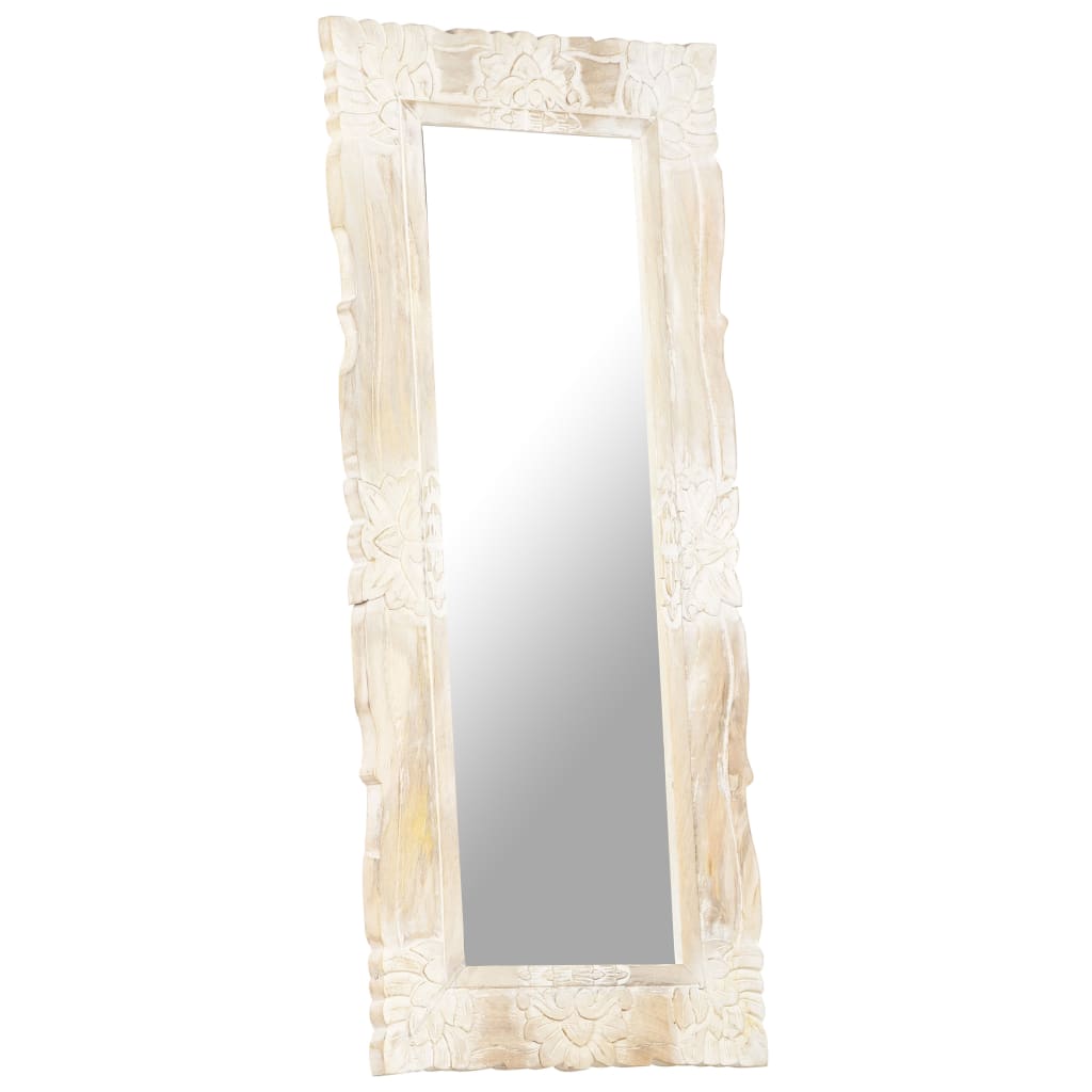 Spiegel Weiß 110x50 cm Mango Massivholz 