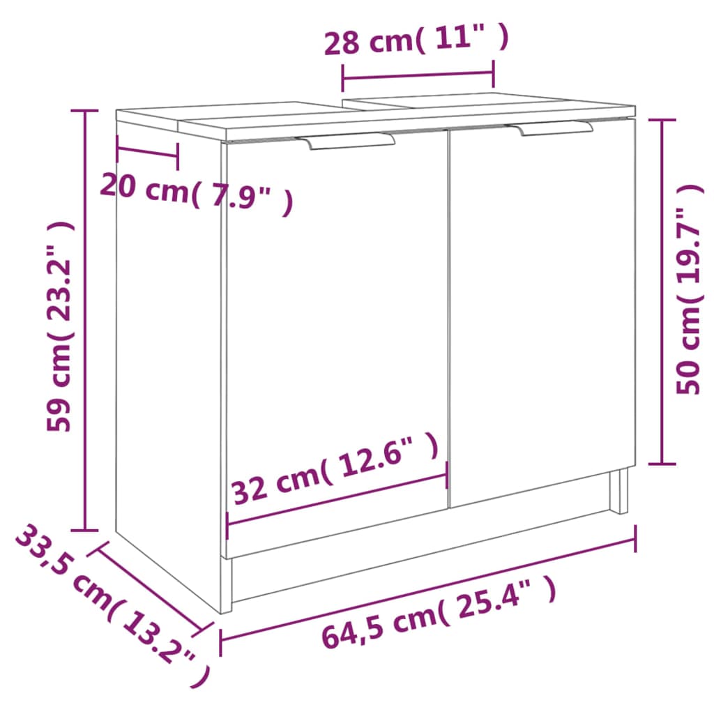 Badezimmerschrank Räuchereiche 64,5x33,5x59 cm Holzwerkstoff