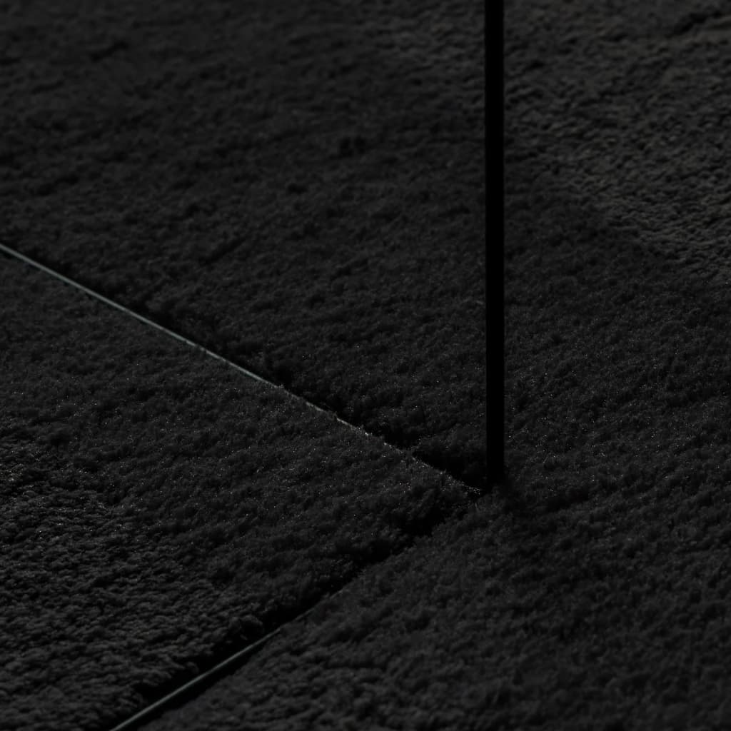 Teppich HUARTE Kurzflor Weich und Waschbar Schwarz 100x200 cm