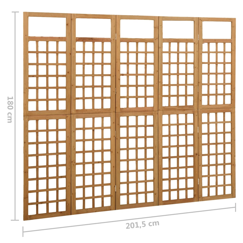 Spalier/Paravent 5-teilig Massivholz Tanne 201,5x180 cm