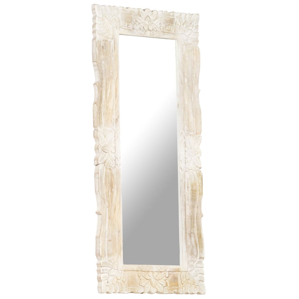 Spiegel Weiß 110x50 cm Mango Massivholz 
