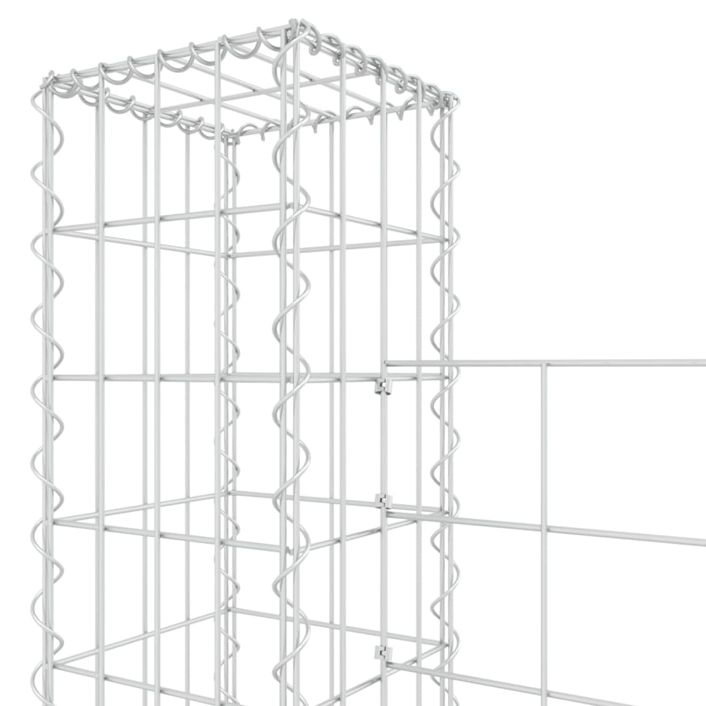 Gabionenkorb U-Form mit 7 Säulen Eisen 740x20x200 cm