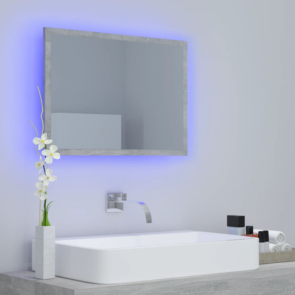LED-Badspiegel Betongrau 60x8,5x37 cm Acryl
