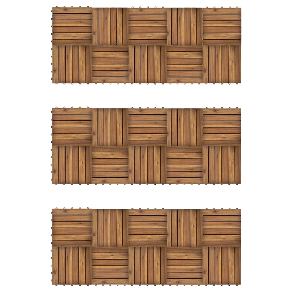 Terrassenfliesen 30er Set Vertikales Muster 30 x 30 cm Akazie