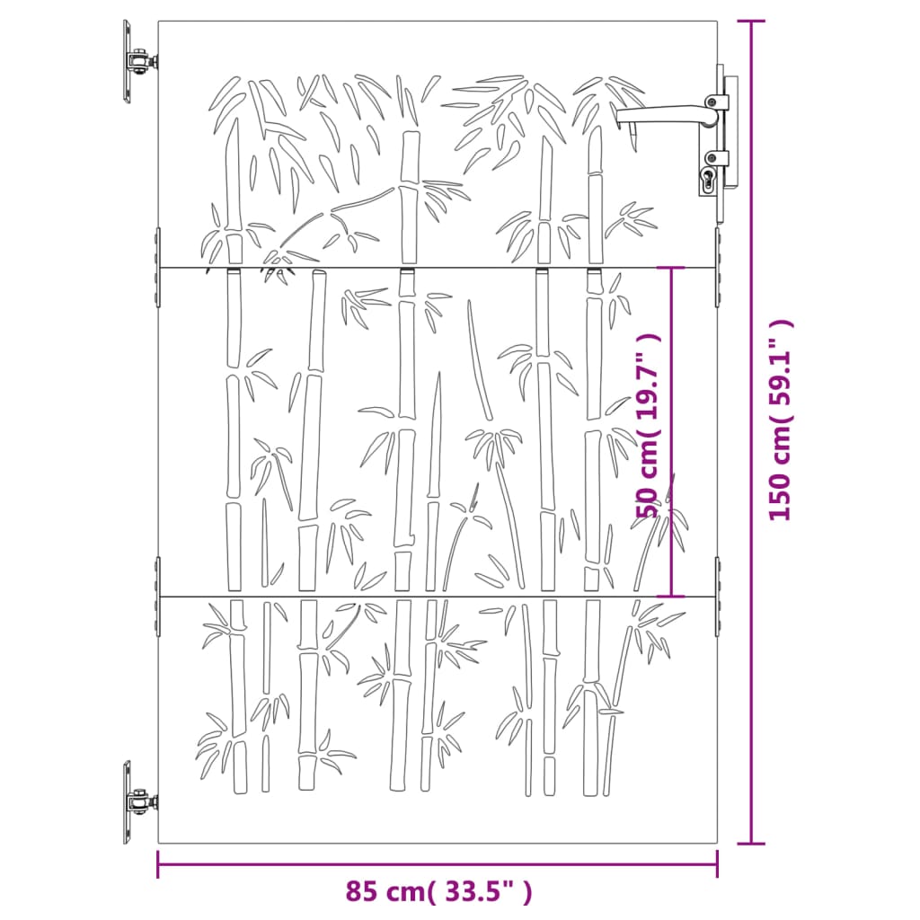 Gartentor 85x150 cm Cortenstahl Bambus-Design