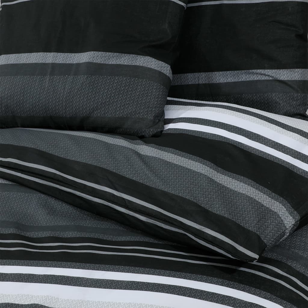 Bettwäsche-Set Schwarz und Weiß 260x240 cm Baumwolle