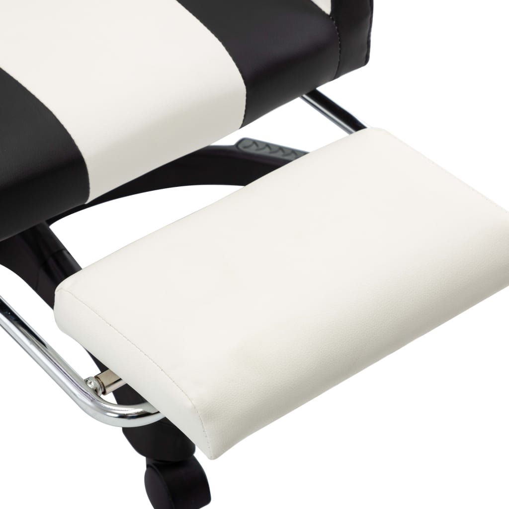 Gaming-Stuhl mit Fußstütze Schwarz und Weiß Kunstleder 